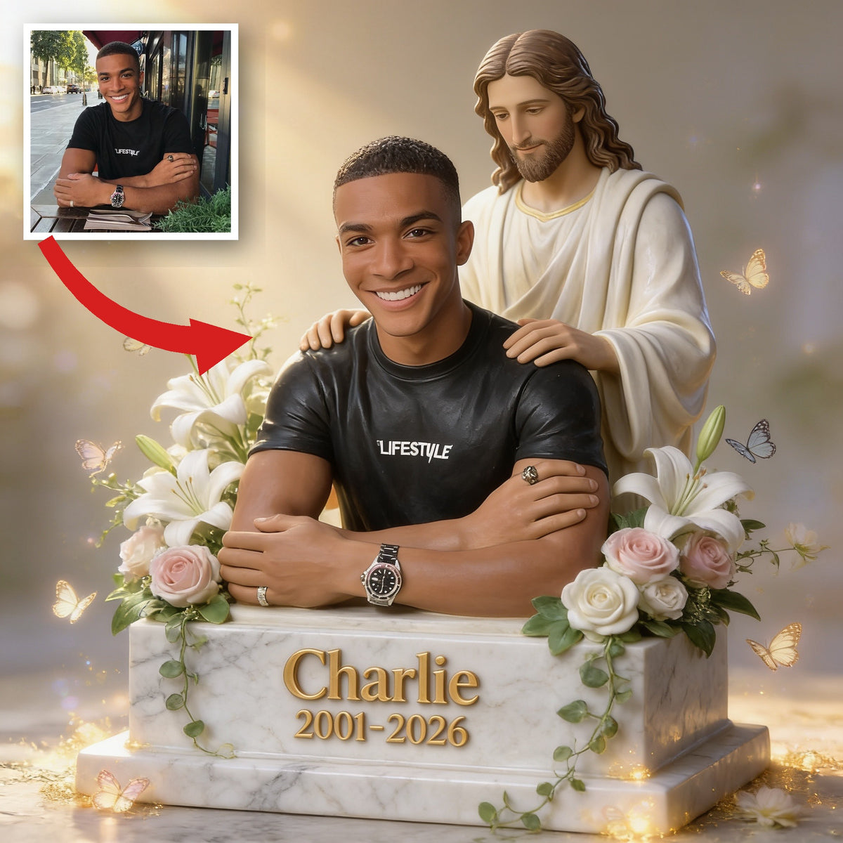 Personalized Black Man Memorial Custom Shaped Acrylic Plaque Sympathy Gift