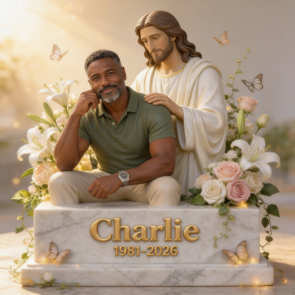 Personalisierte Gedenktafel für einen mittleren schwarzen Mann - Trauergeschenk