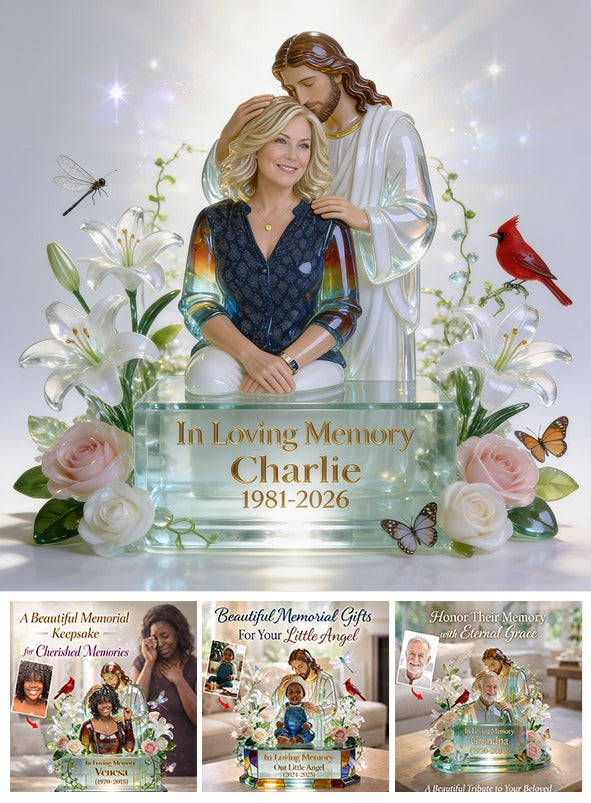 Personalized In Loving Memory Middle-Aged Woman Custom Acrylic Memorial Plaque, Remembrance Gift