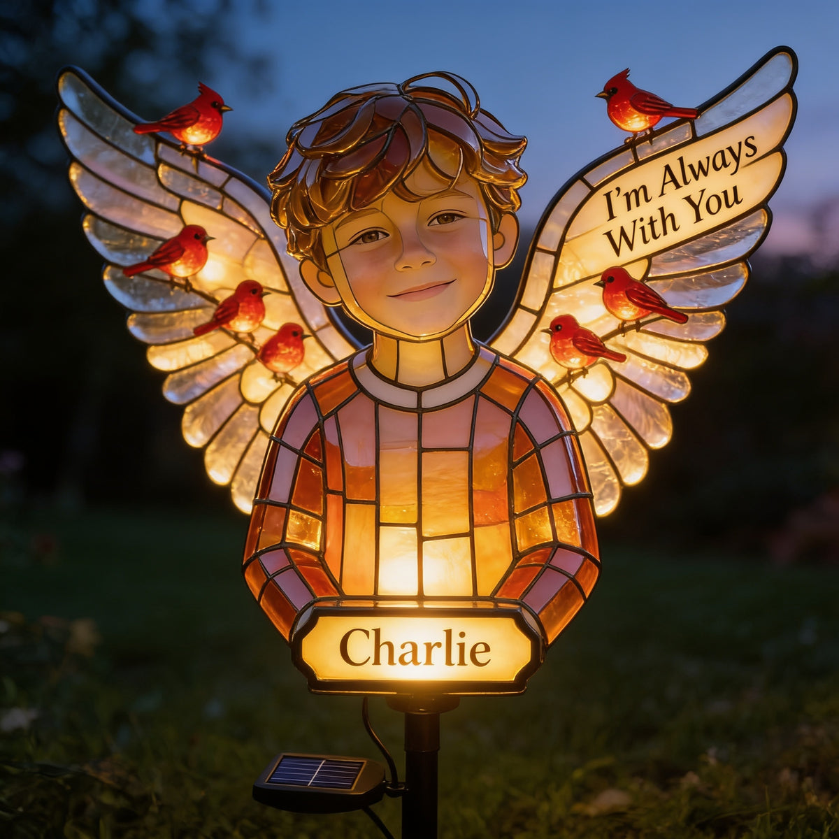 Personalized Little Boy Memorial Garden Solar Light Remembrance Keepsake