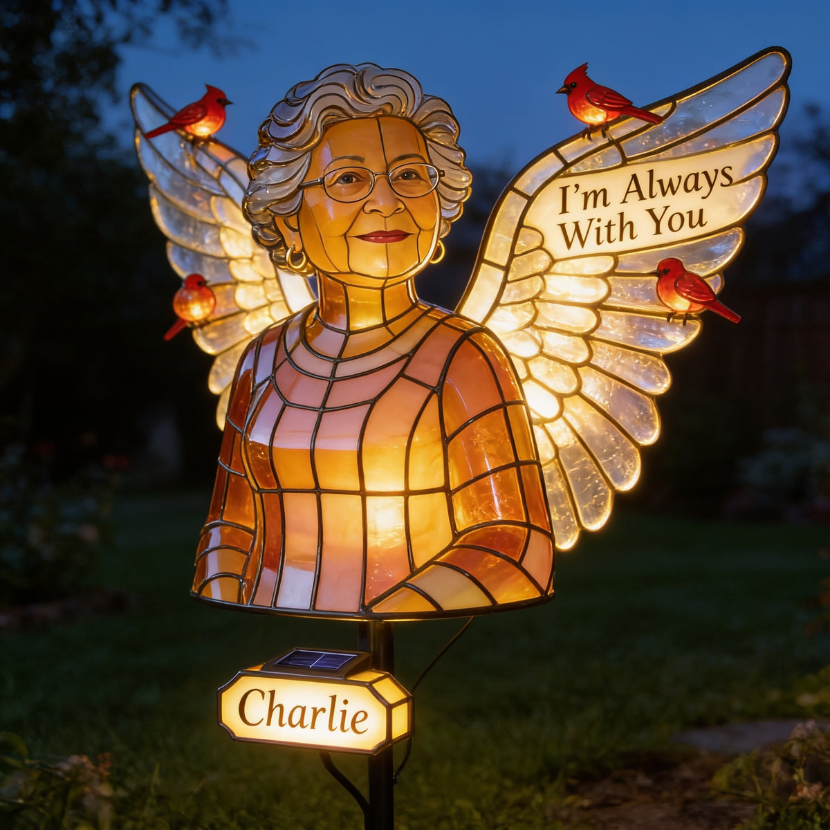 Personalized Older Latina Woman Grandma Memorial Garden Solar Light