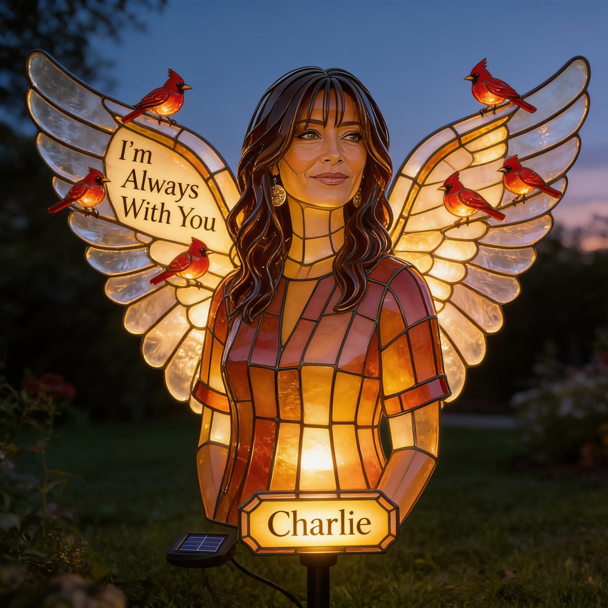 Personalized Middle-Aged Latina Woman Memorial Garden Solar Light Gift