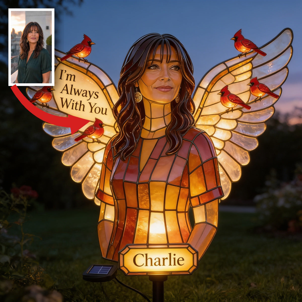 Personalized Middle-Aged Latina Woman Memorial Garden Solar Light Gift
