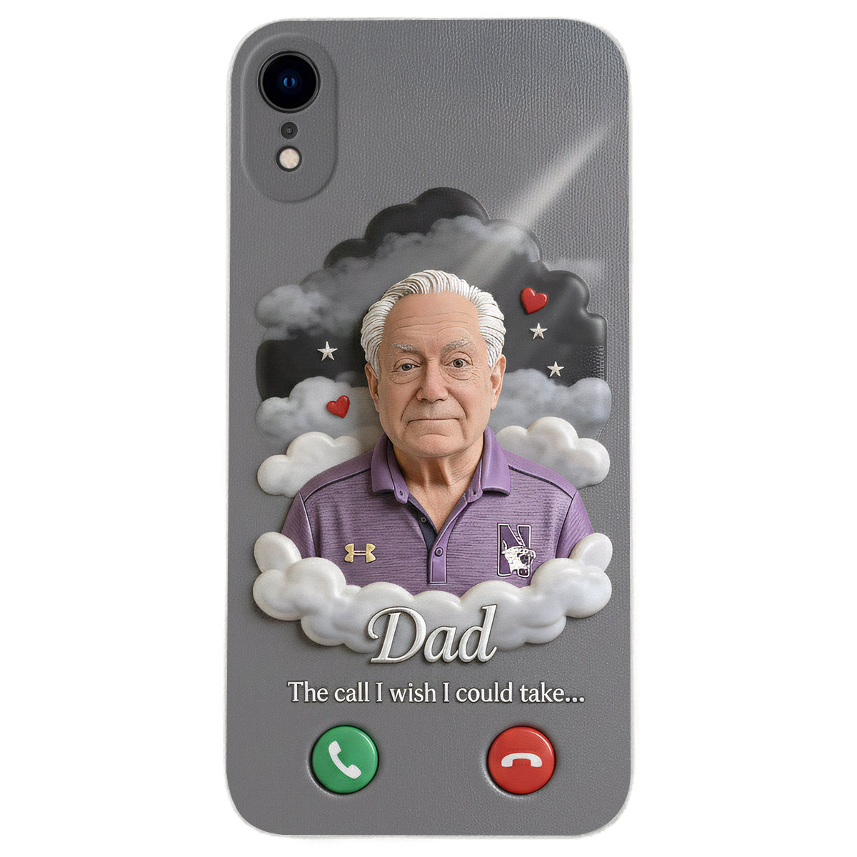 Personalized Middle-Aged Latino Man Memorial Leather Phone Case, Dad Husband Remembrance Gift