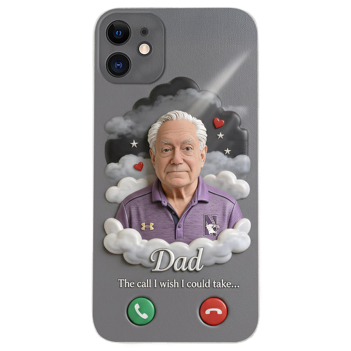 Personalized Black Little Boy Memorial Leather Phone Case Remembrance Gift