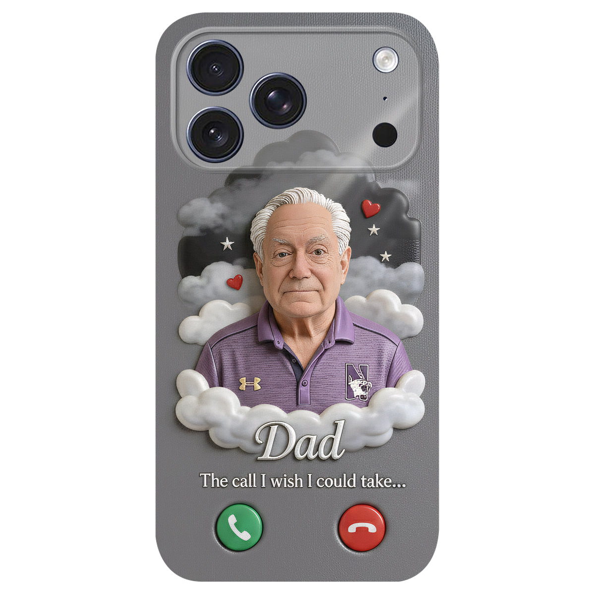 Personalized Middle-Aged Latino Man Memorial Leather Phone Case, Dad Husband Remembrance Gift