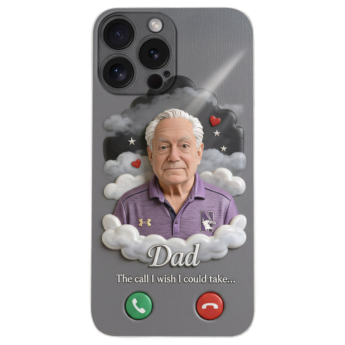 Personalized Middle-Aged Woman Memorial Leather Phone Case, Remembrance Gift for Mom Wife