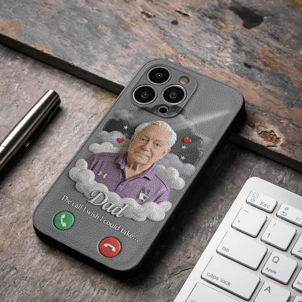 Personalized Memorial Man Leather Phone Case Remembrance Keepsake