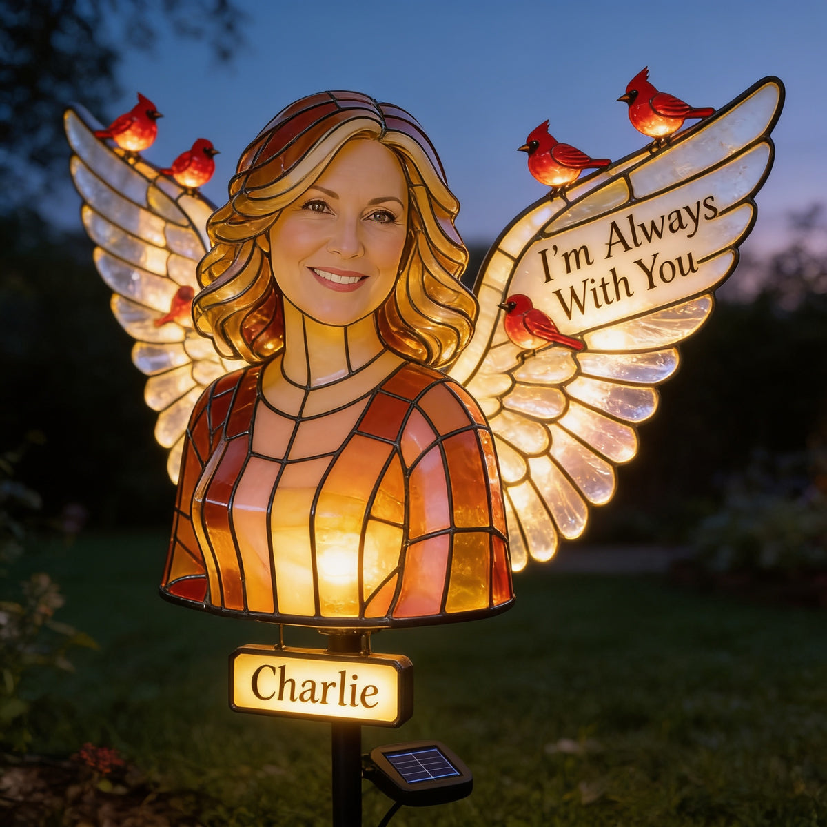 Personalized Middle-Aged Woman Memorial Garden Solar Light Sympathy Keepsake