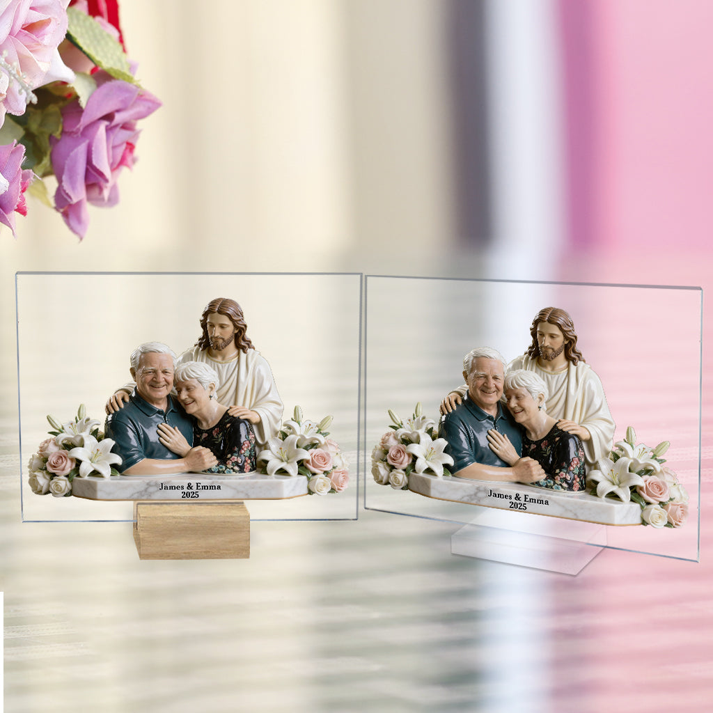 Personalized Memorial Man with Jesus Acrylic Plaque Sympathy Loss Gift