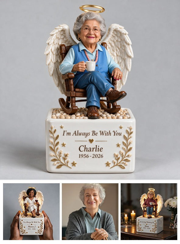Personalized Older Latina Woman Grandma Memorial LED Light Ceramic Pot