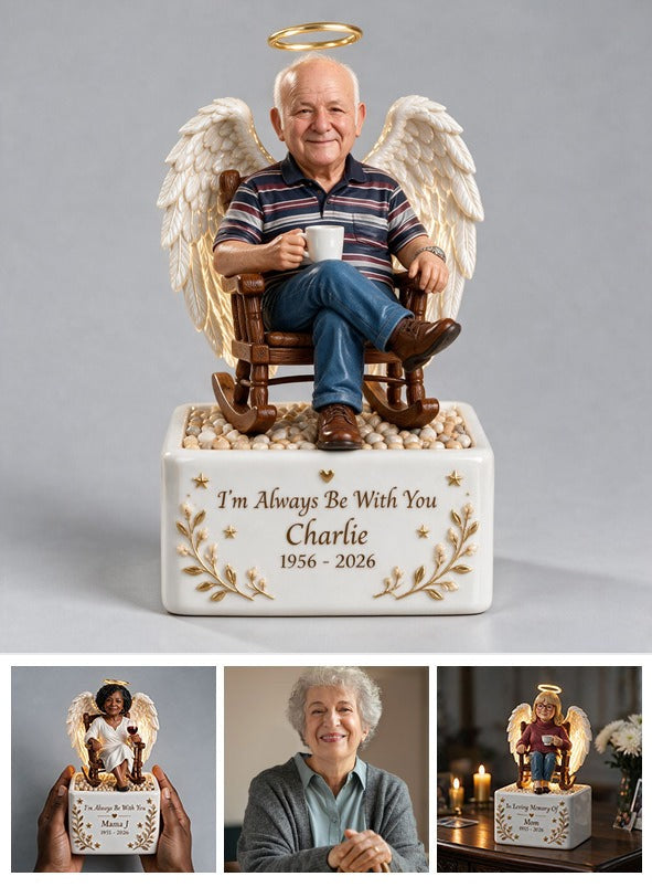 Personalized Older Man Memorial LED Light Ceramic Pot Grandpa Keepsake Gift