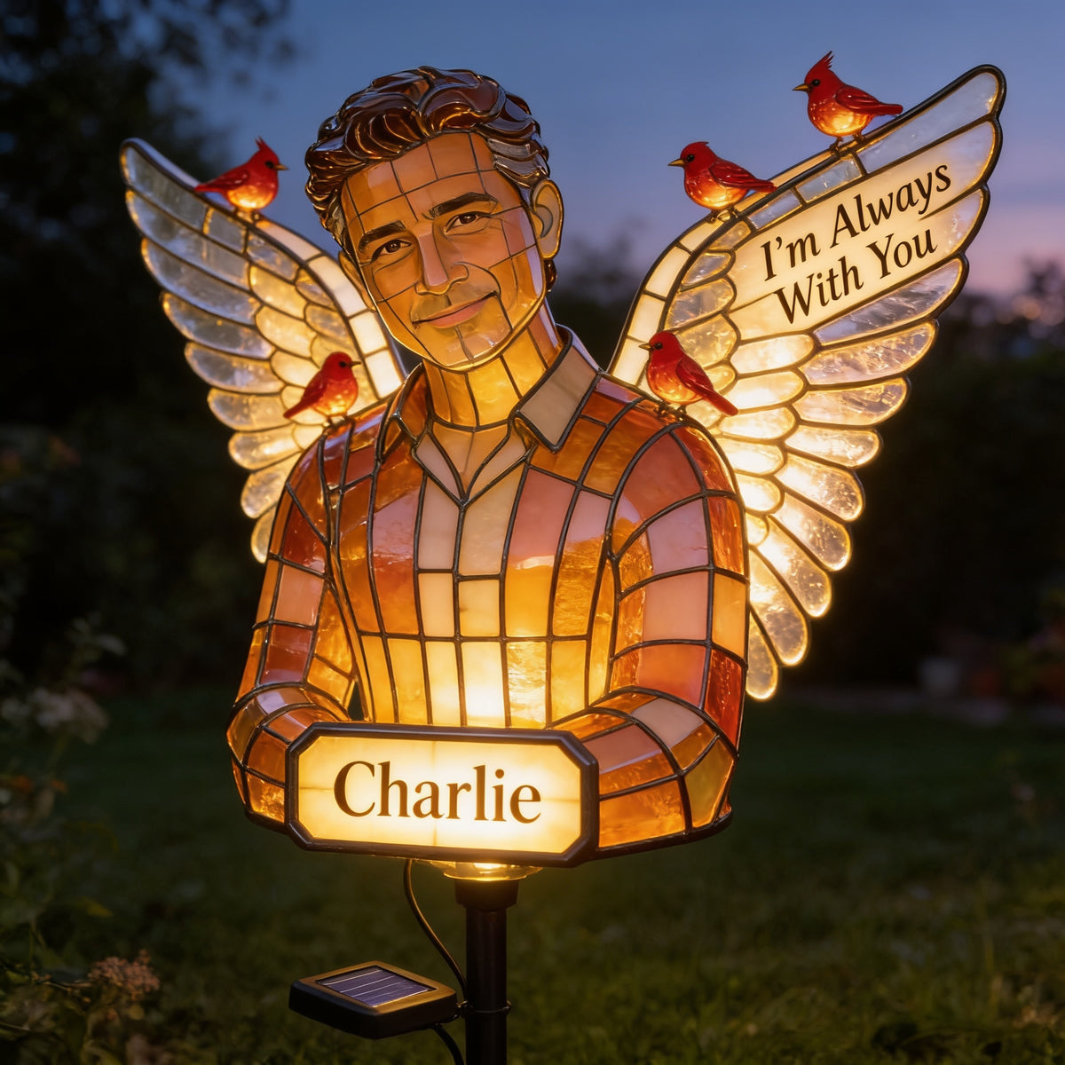 Personalized Middle-Aged Latino Man Memorial Solar Garden Light, Dad Husband Sympathy Gift