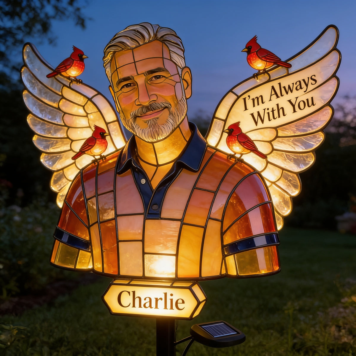 Personalized Middle-Aged Man Memorial Garden Solar Light Dad Husband Remembrance Gift