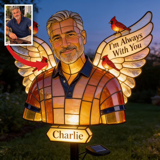 Personalized Middle-Aged Man Memorial Garden Solar Light Dad Husband Remembrance Gift