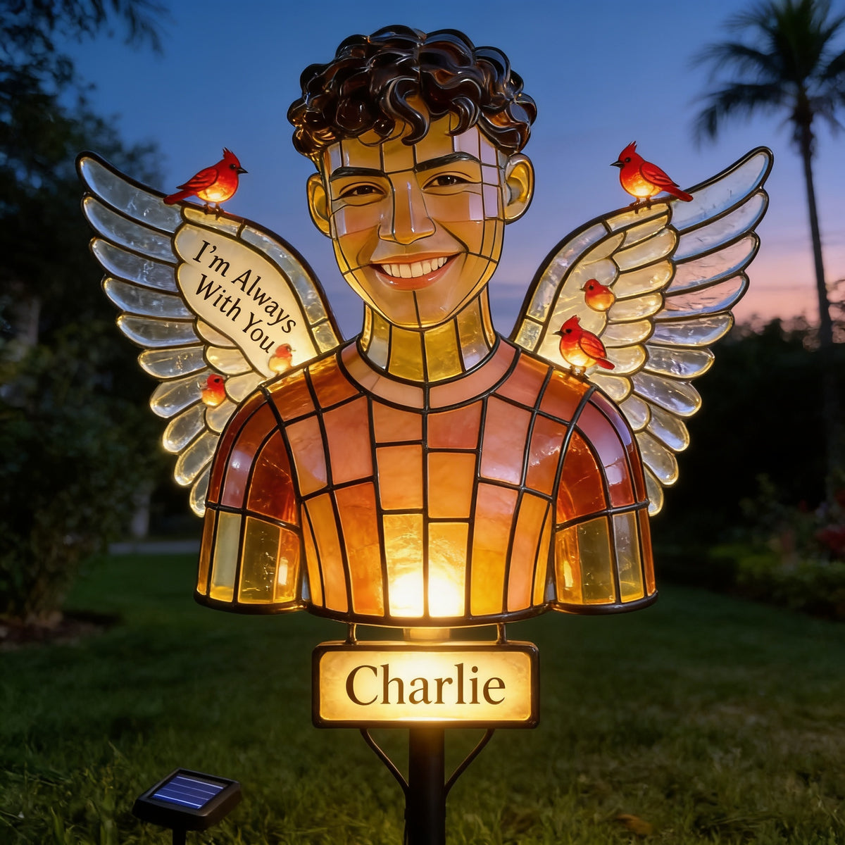 Personalized Latino Man Memorial Solar Garden Light Sympathy Gift