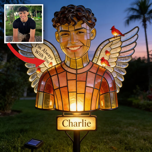 Personalized Latino Man Memorial Solar Garden Light Sympathy Gift