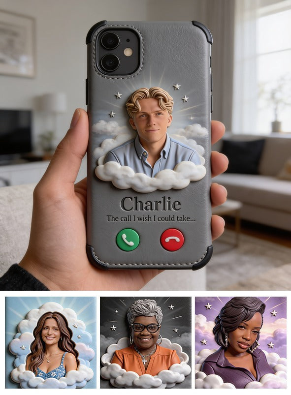 Personalized Memorial Man Leather Phone Case Remembrance Keepsake