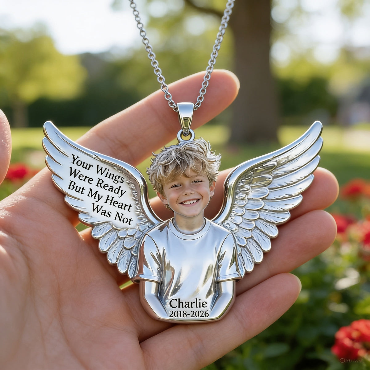 Personalized Little Boy Memorial Metal Pendant Necklace Keepsake
