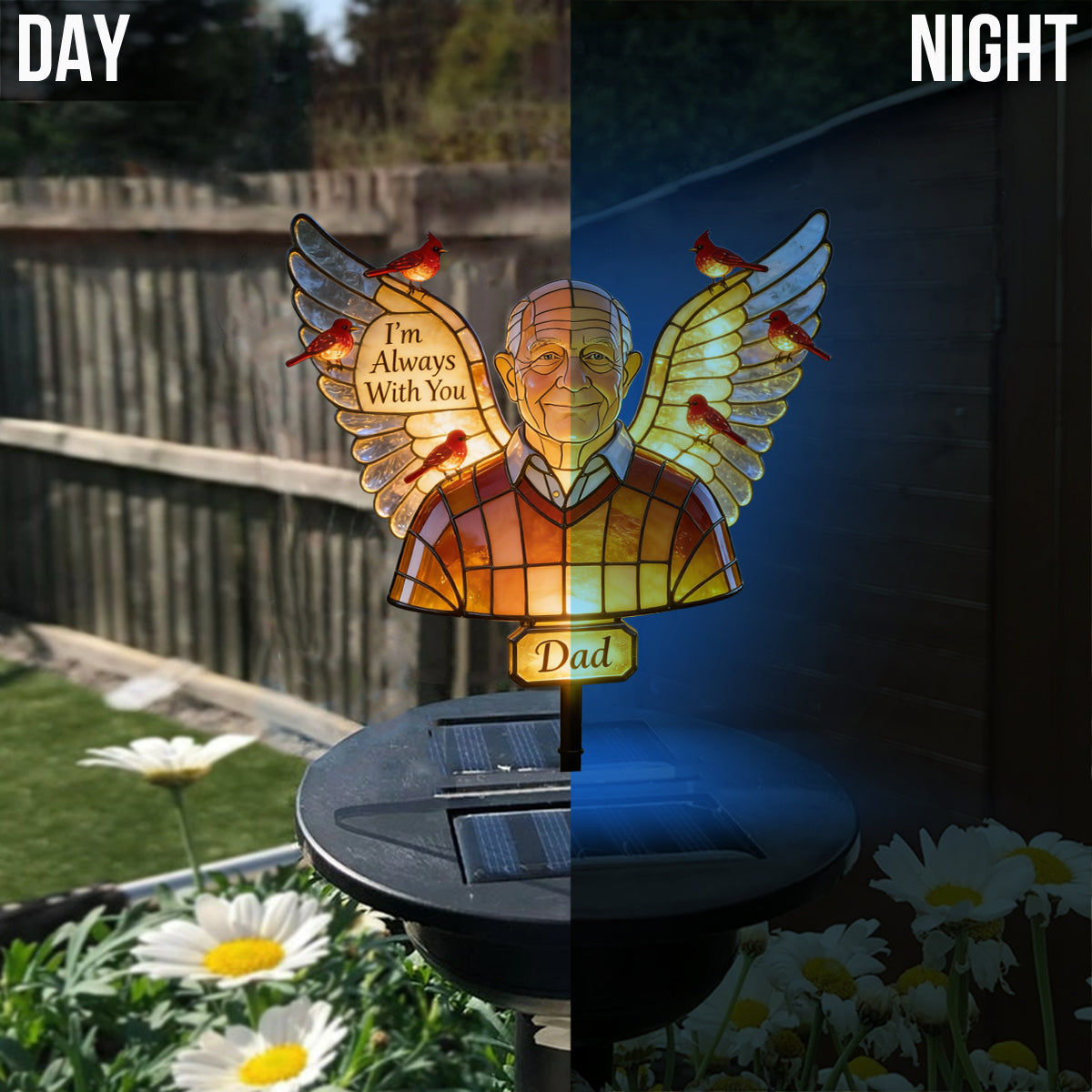Personalized Middle-Aged Man Memorial Garden Solar Light Dad Husband Remembrance Gift