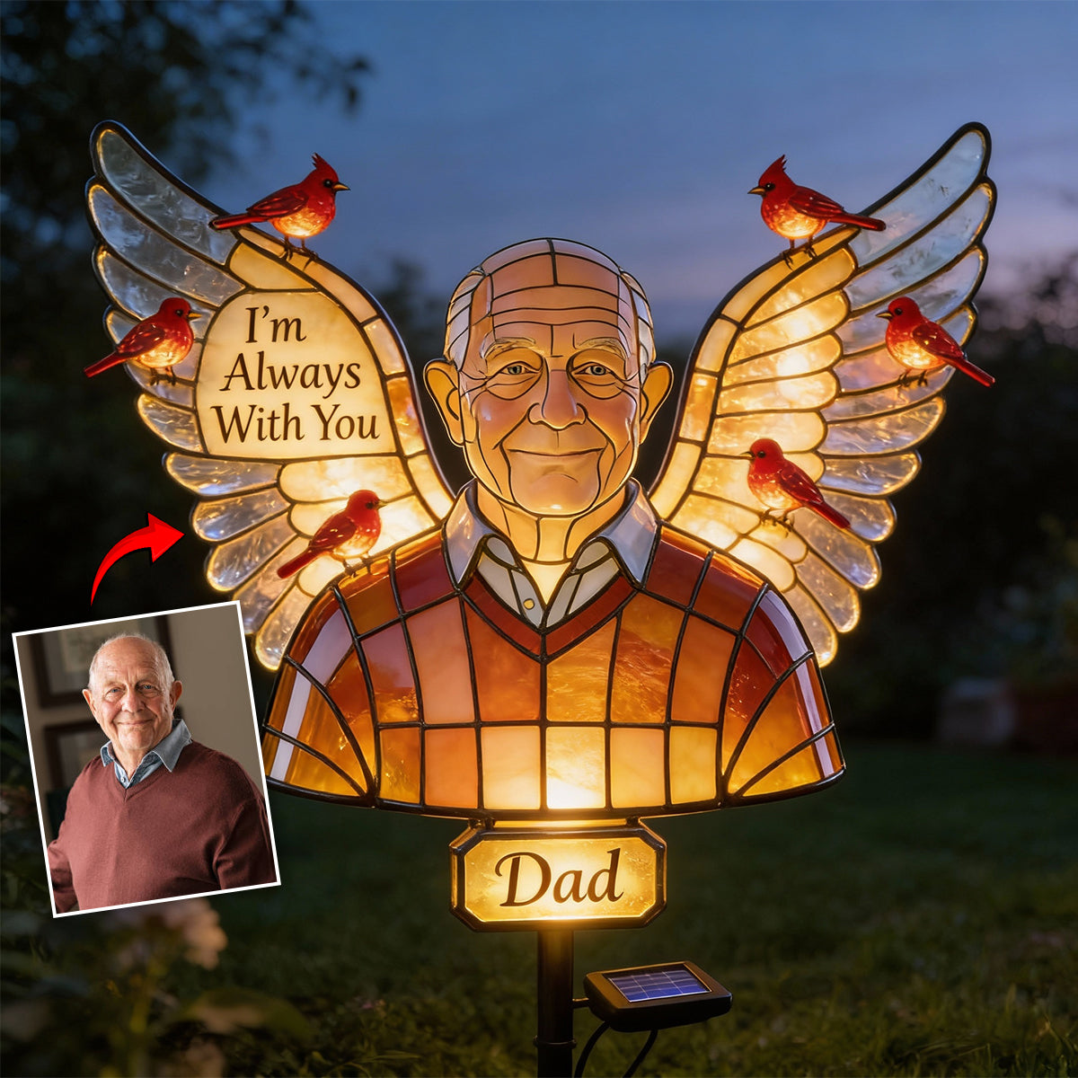 Personalized Black Little Boy Memorial Garden Solar Light Sympathy Gift