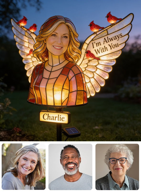 Personalized Middle-Aged Woman Memorial Garden Solar Light Sympathy Keepsake