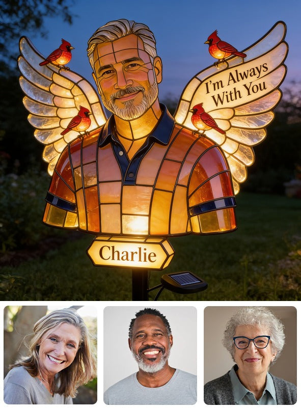 Personalized Middle-Aged Man Memorial Garden Solar Light Dad Husband Remembrance Gift