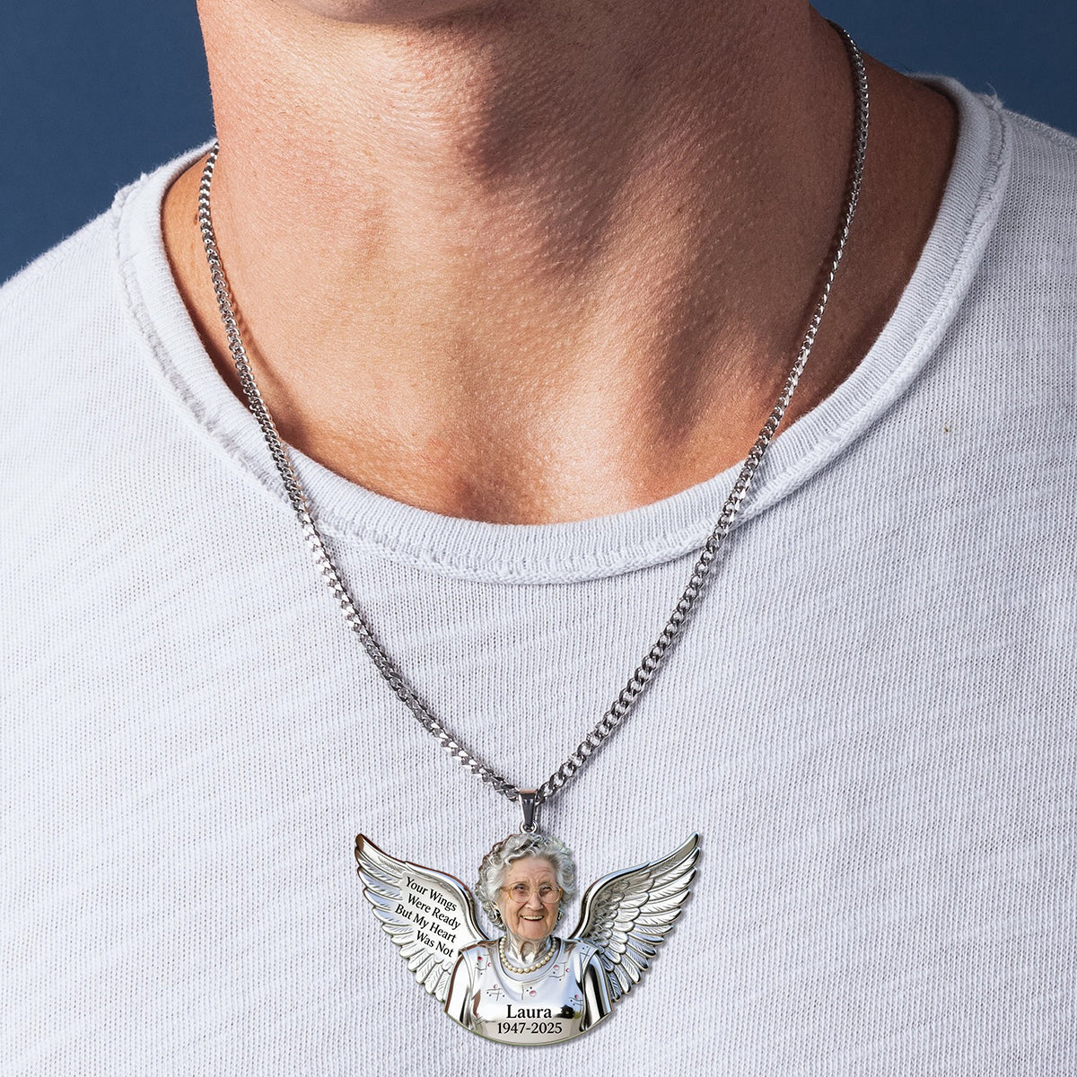 Personalized Middle-Aged Latina Woman Memorial Metal Pendant Necklace Keepsake