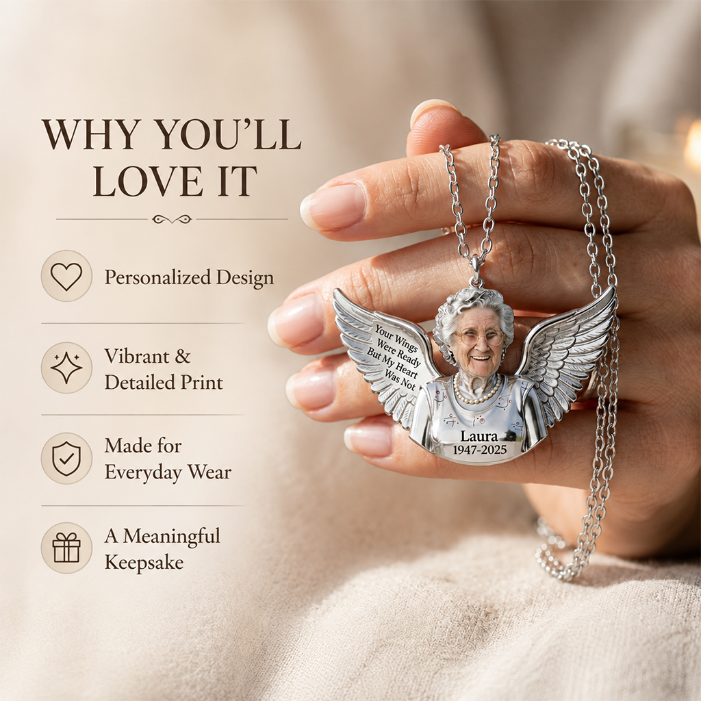 Personalized Latina Woman Memorial Angel Pendant Necklace