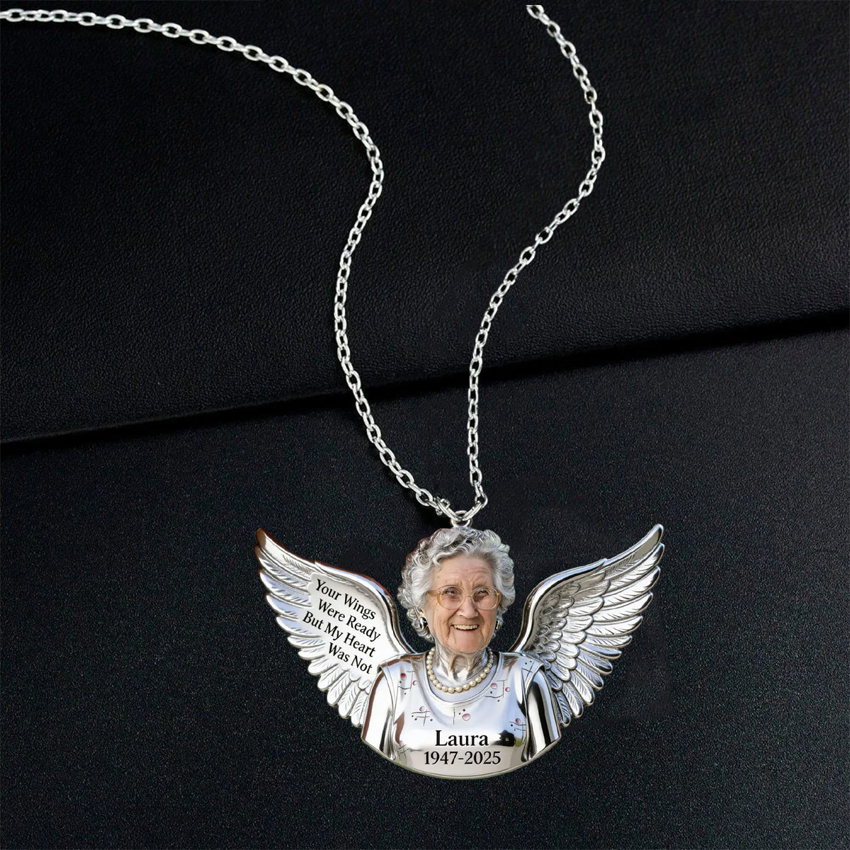 Personalized Middle-Aged Latina Woman Memorial Metal Pendant Necklace Keepsake