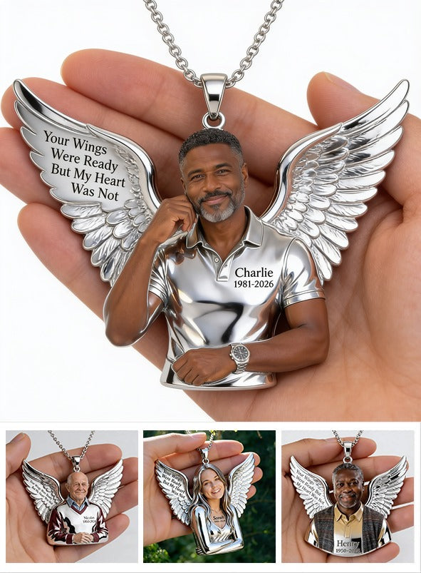Personalized Memorial Middle-Aged Black Man Pendant Necklace, Dad Husband Remembrance Gift