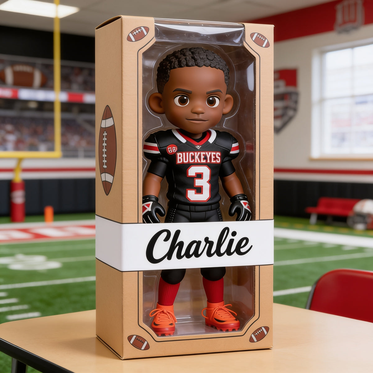 Personalized Black Youth American Football Player Custom Shaped Acrylic Plaque Football Gift
