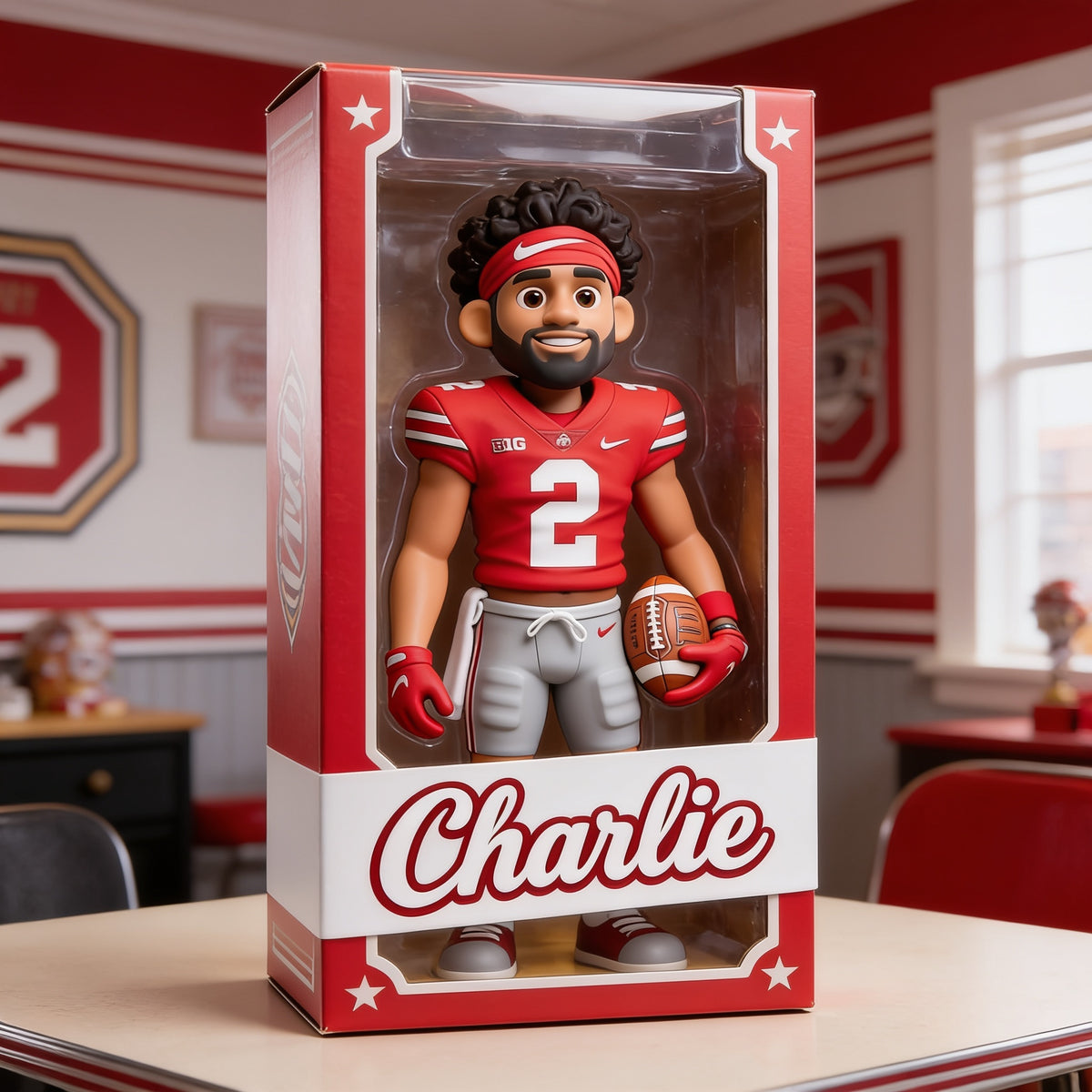Personalized Black American Football Player Shaped Acrylic Plaque Football Fan Gift