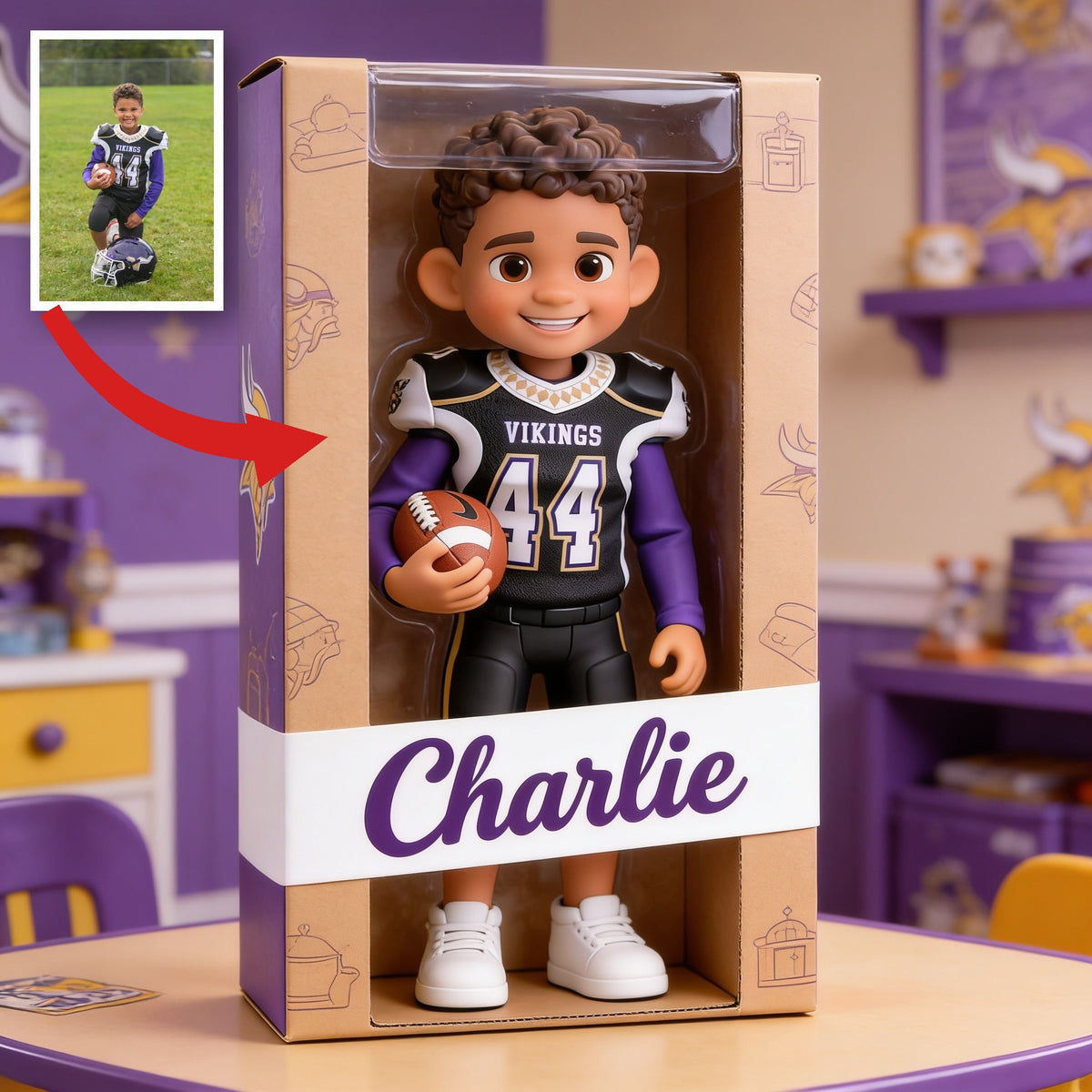 Personalized Latino Youth American Football Player Custom Shaped Acrylic Plaque