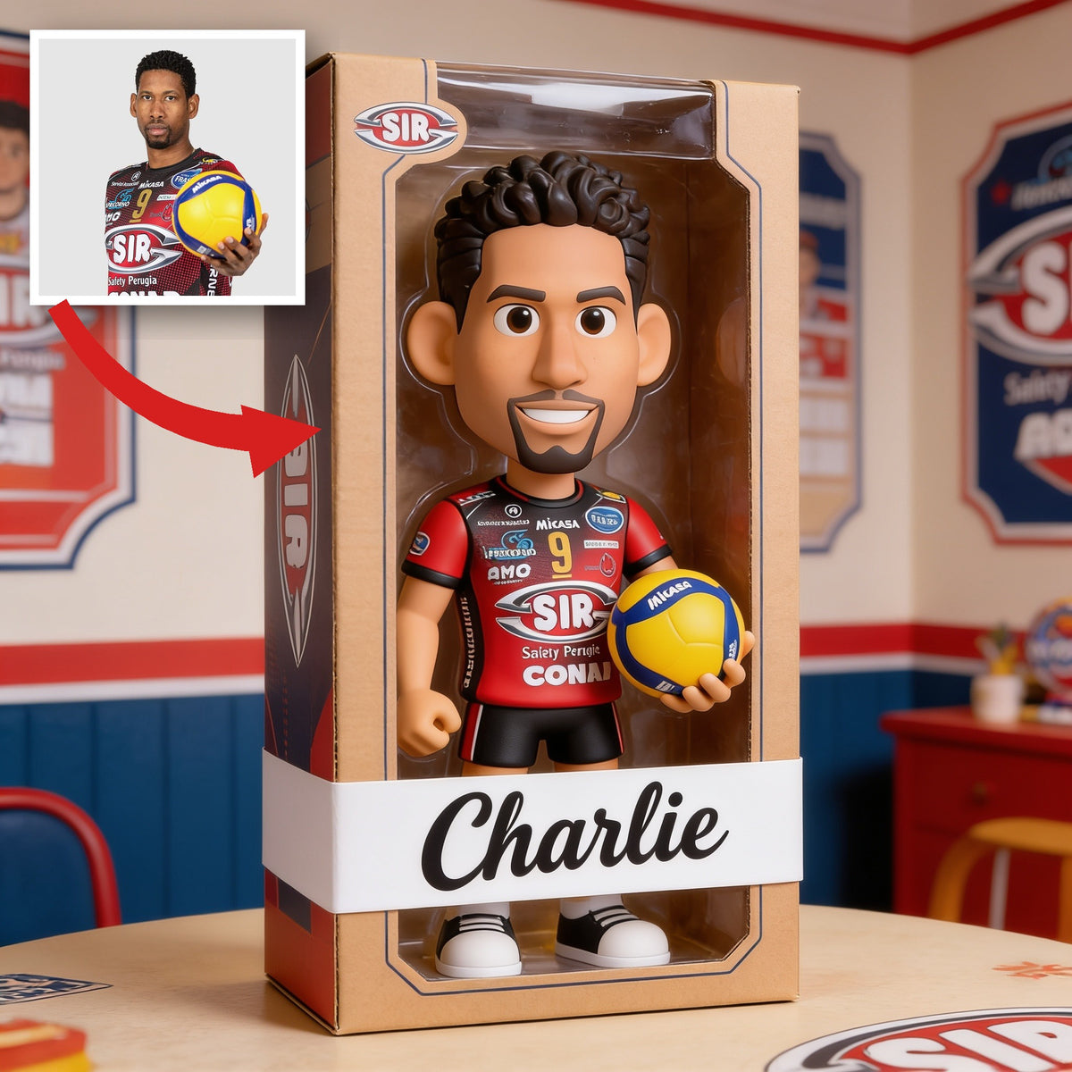 Personalized Black Man Volleyball Player Custom Shaped Acrylic Plaque Sports Gift