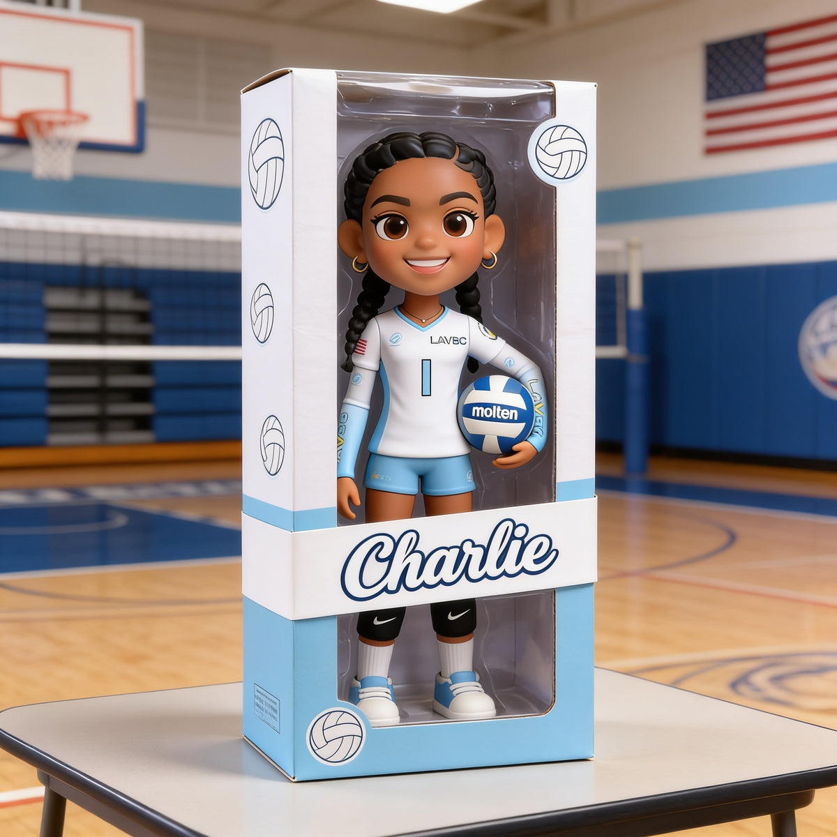 Personalized Black Female Youth Volleyball Player Custom Shaped Acrylic Plaque