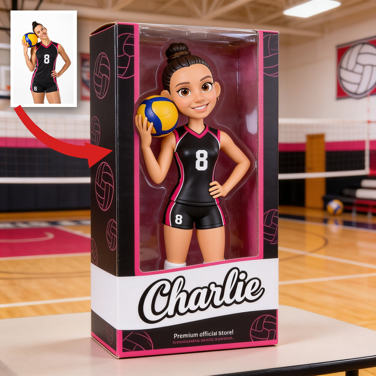 Personalized Latina Woman Volleyball Player Custom Shaped Acrylic Plaque Sports Gift