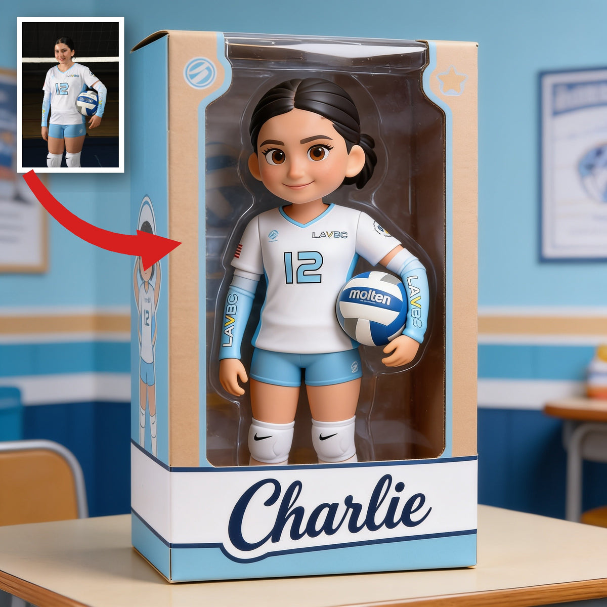 Personalized Latina Female Youth Volleyball Player Shaped Acrylic Plaque Sport Gift