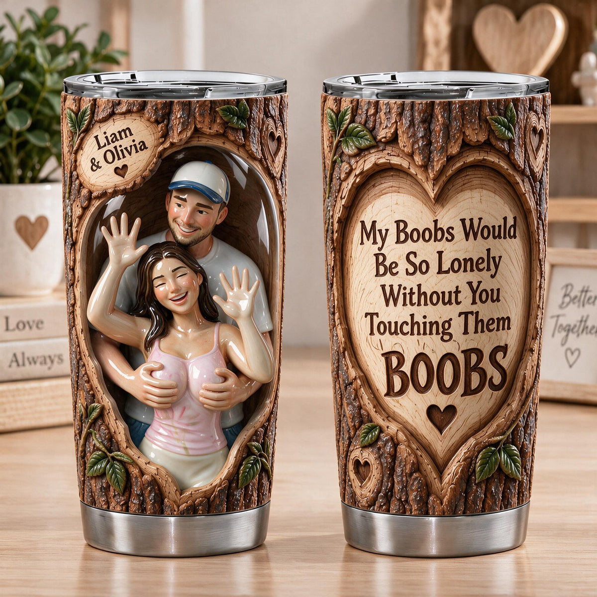 Custom Photo Funny Naughty Latino Couple Tumbler, Husband Wife Gift