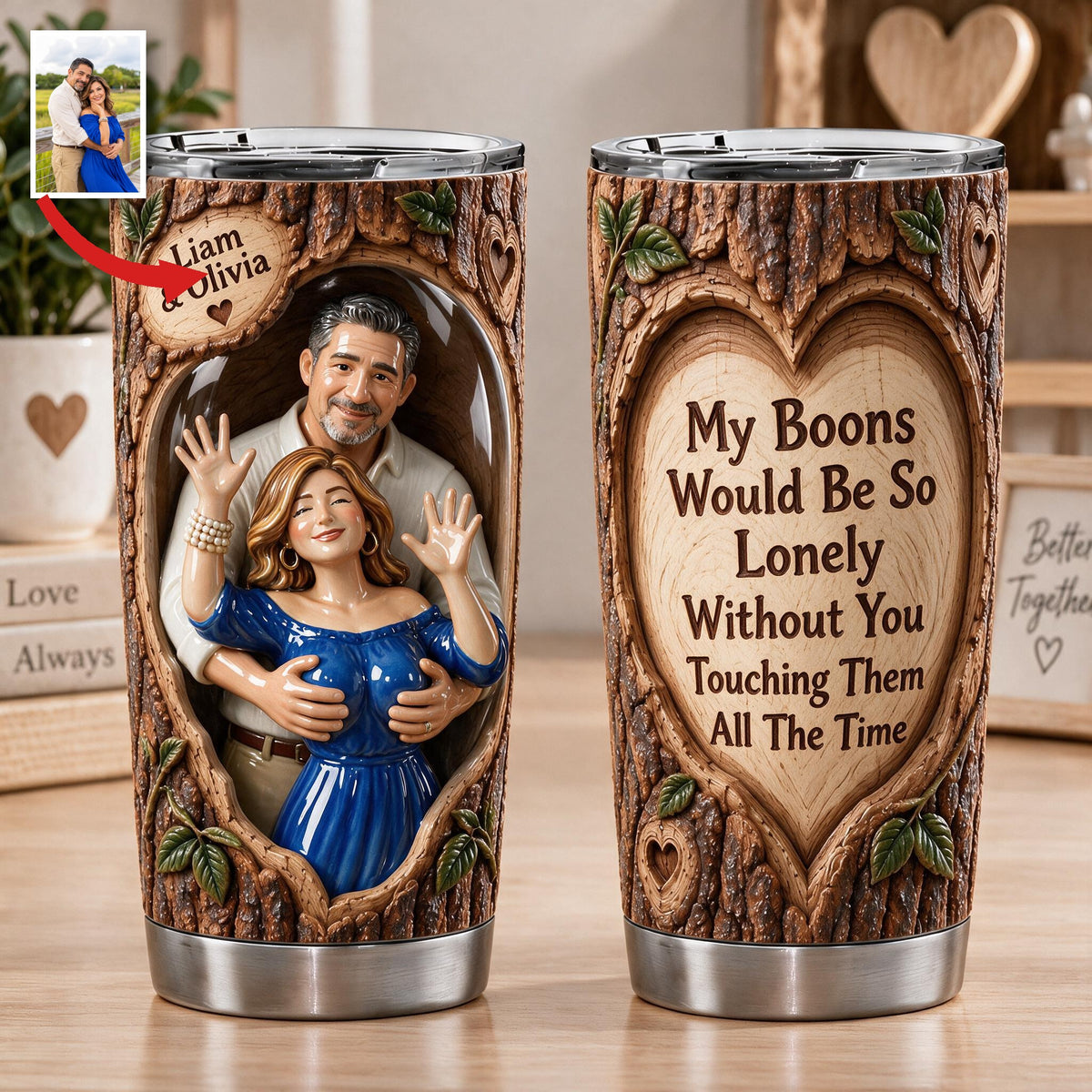Custom Photo Middle-Aged Latino Couple Funny Husband Wife Tumbler