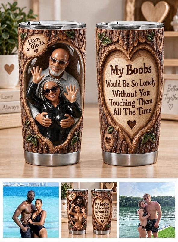 Custom Photo Middle-Aged Black Couple Funny Naughty Tumbler, Husband Wife Gift