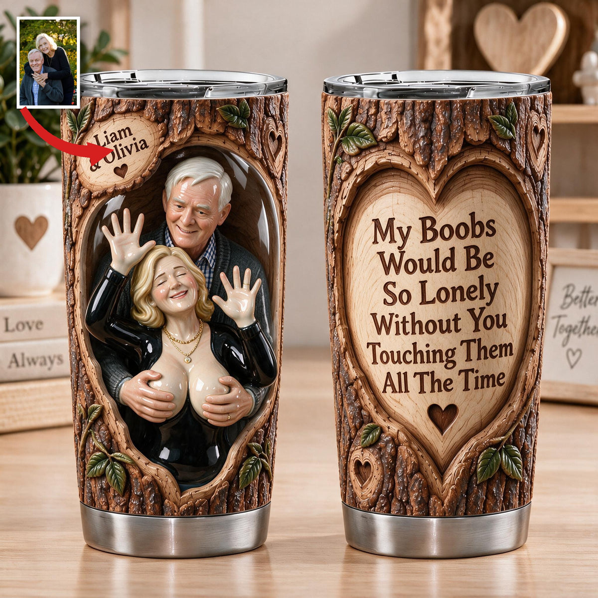 Custom Photo Older Couple Funny Naughty Spicy Tumbler Couple Gift