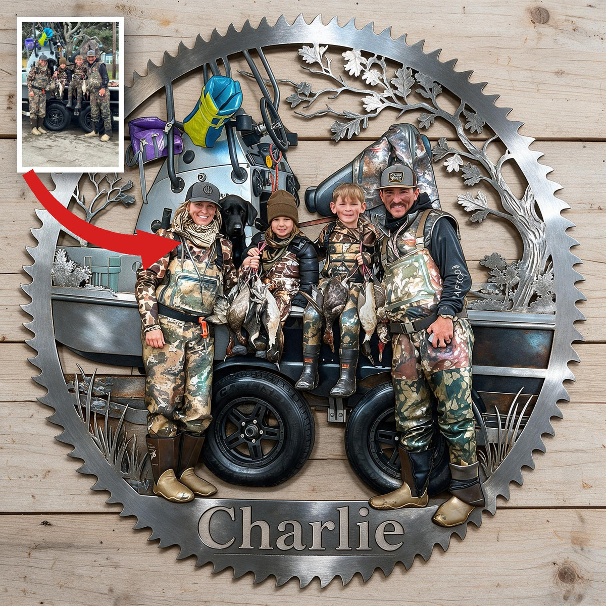 Personalized Hunting Family 3D Cut Metal Sign Wall Decor Gift