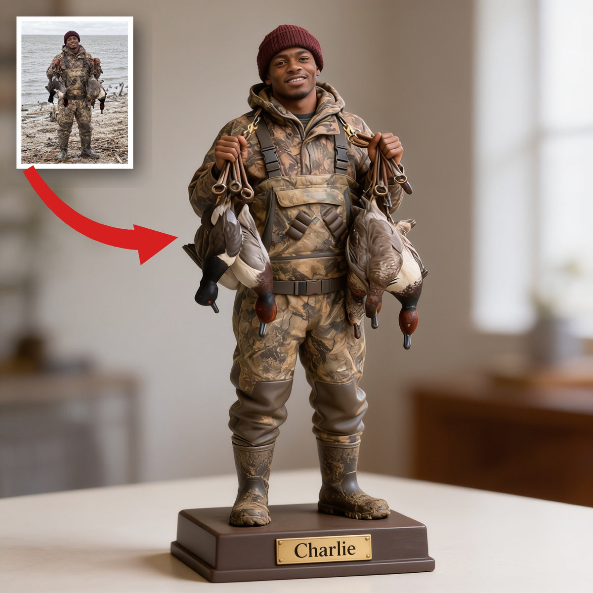 Personalized Black Duck Hunter Custom Shaped Acrylic Plaque Hunting Gift