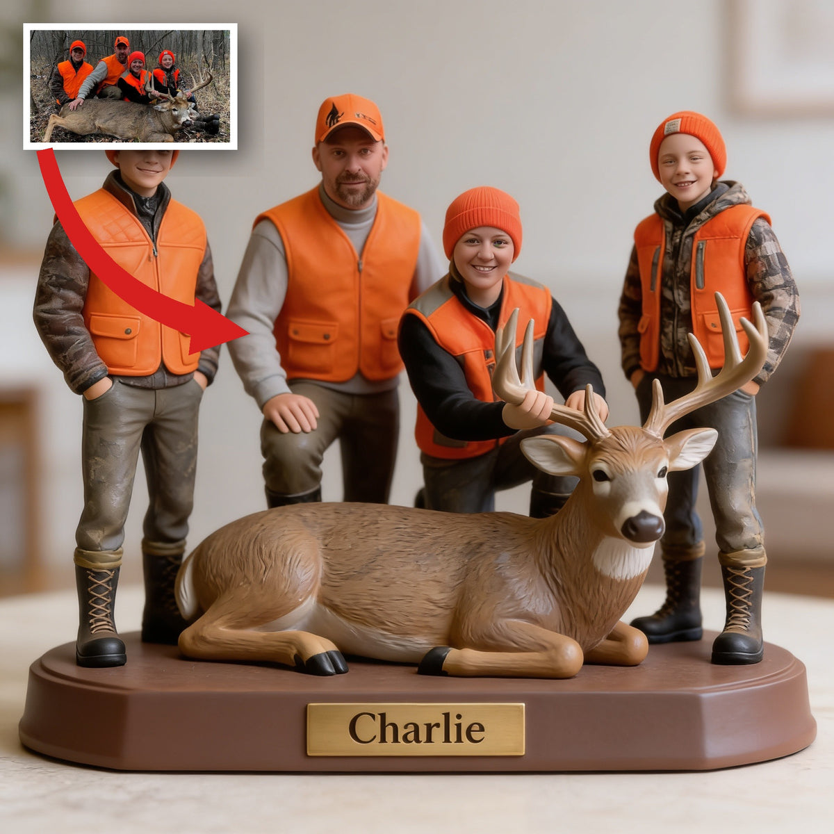 Personalized Hunting Family with Deer Custom Shaped Acrylic Plaque Hunting Gift