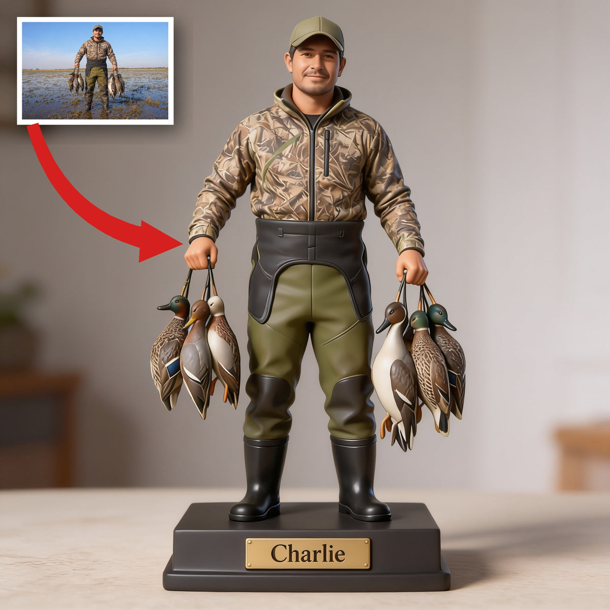 Personalized Latino Duck Hunter Custom Shaped Acrylic Plaque Hunting Gift