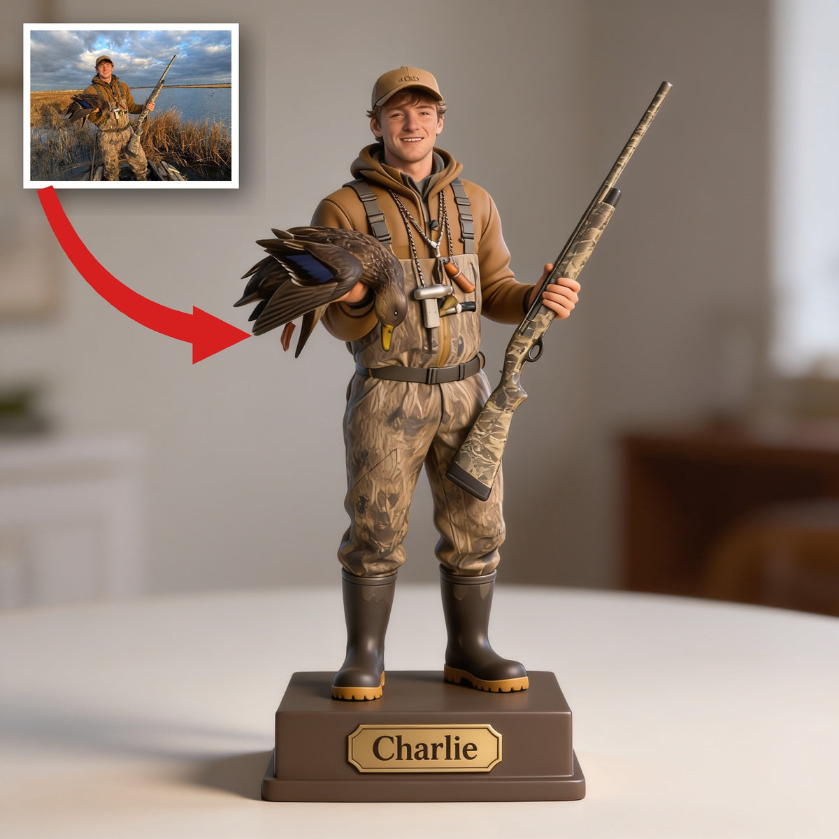 Personalized Duck Hunter Custom Shaped Acrylic Plaque Hunting Gift