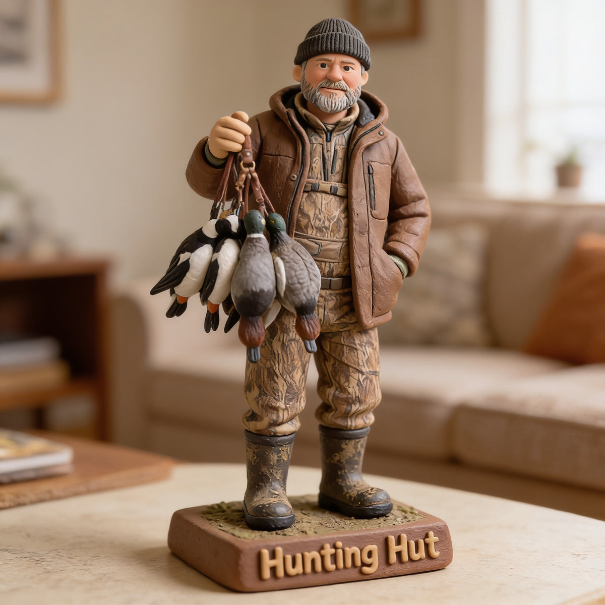 Personalized Middle-Aged Duck Hunter Custom Shaped Acrylic Plaque Hunting Decor Gift