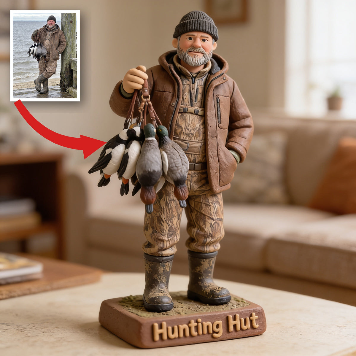 Personalized Middle-Aged Duck Hunter Custom Shaped Acrylic Plaque Hunting Decor Gift