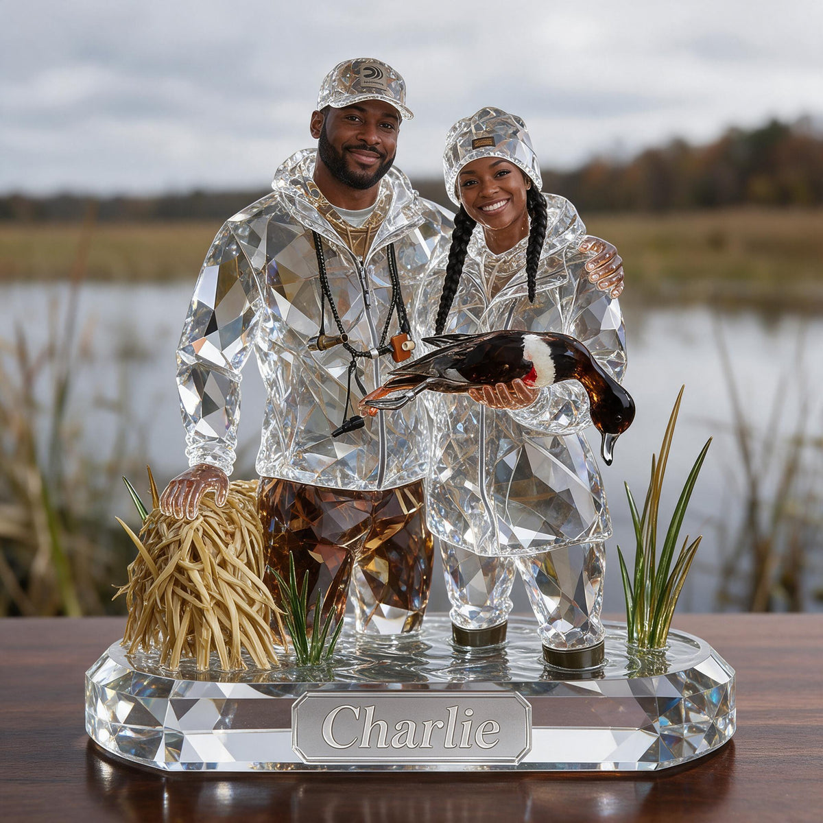 Personalized Black Hunting Couple Custom Shaped Acrylic Plaque Hunting Gift